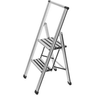 Imagen de Wenko Escalera Plegable en diseño de Aluminio 2 peldaños marches Plata Mate