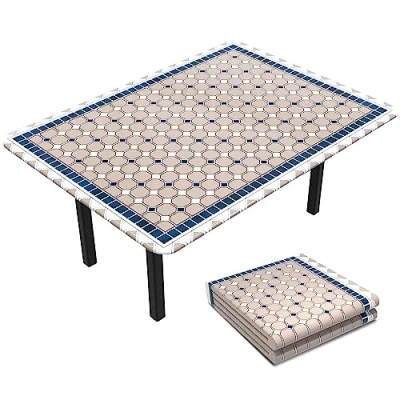 Imagen de VOUNOT Mantel Antimanchas Rectangular, Funda de Mesa Estampada PVC Impermeable, Cubierta Ajustada con Borde Elástico, 180x114 cm