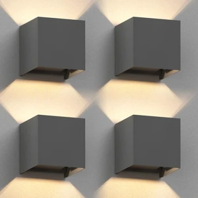 Imagen de ledscom.de 4 x Aplique CUBEL para exterior, IP65, up/downlight, antracita mate, angular, 1x G9 máx. 10W
