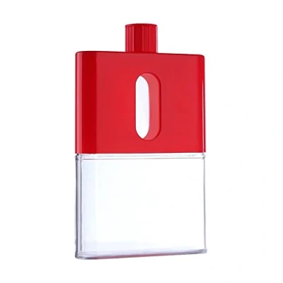 Imagen de MiOYOOW Botella de agua plana, taza portátil a prueba fugas, suministros para viajes al aire libre, deportes camping, gimnasio, fitness, 19 onzas (530 ml)