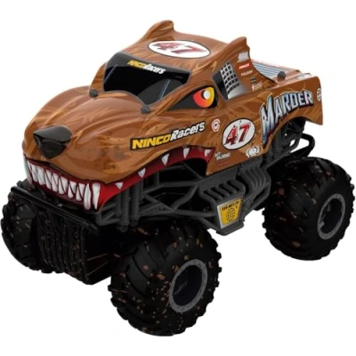 Imagen de Ninco Marder Monster Truck Escala 1/16. Coche teledirigido para niños +6 años con diseño de Animal Incluye batería 500mAh, Cargador USB y aceleración progresiva (NH93145)