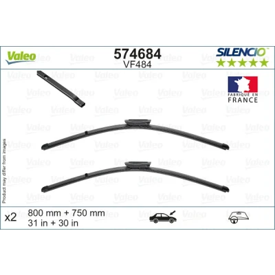 Imagen de Limpiaparabrisas Valeo Silencio X.trm, Flat Blade Set 574684 delante Sin marco Montaje en bayoneta CITROËN: C4 I Grand Picasso, Picasso 1