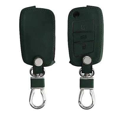Imagen de kwmobile Funda Compatible con VW Golf 7 MK7 Llave de Coche 3 Botones Carcasa Piel sintética Protector para Mando en Verde Oscuro