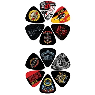 Imagen de Perri&#039;s Leathers Púas de guitarra con licencia oficial, paquete 12, celuloide, mediano, multicolor, Guns N Roses (LP12 GNR1)