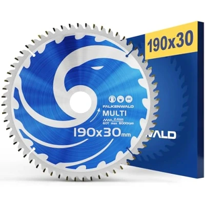 Imagen de FALKENWALD Disco Sierra Circular 190mm x 30 mm de Corte compatible con Tronzadora y Bosch &amp; Makita