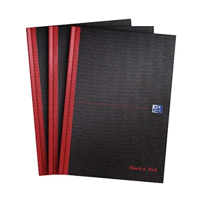 Imagen de Oxford Black n&#039; Red Cuaderno, tamaño A4, tapa dura, color negro y rojo Pack x3