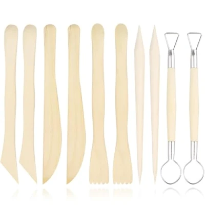 Imagen de HDGSAFD 10 herramientas de arcilla, accesorios cerámica, modelado arcilla (color madera)