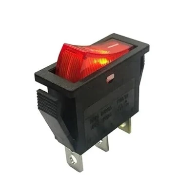 Imagen de Interruptor basculante para coche (12 V, 16 A, 3 pines), color rojo, iluminado encendido/apagado, con fijación de marco chupito, dimensiones del marco: 32 x 14 mm