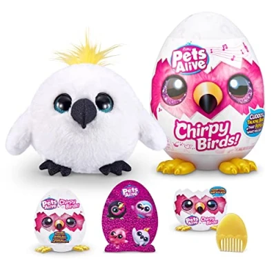 Imagen de Pets Alive Chirpy Birds Mascotas de Juguete interactivas Sorpresa con Habla electrónica y repetición, cacatúa Blanca
