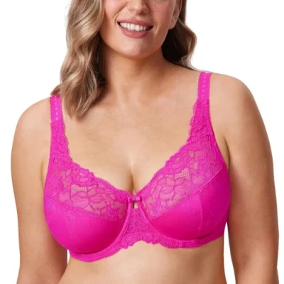 Imagen de DELIMIRA Sujetador de Copa Completa con Aros Encaje para Mujer Rosa Brillante 95J