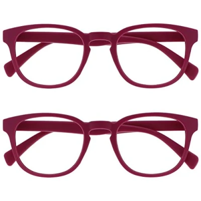 Imagen de OPULIZE Pop Gafas de Lectura Pack 2 Redondas Rosa Fucsia Mate Satinado Bisagras con Muelle Resistentes a los Arañazos Hombre Mujer RR2 4 +2.00