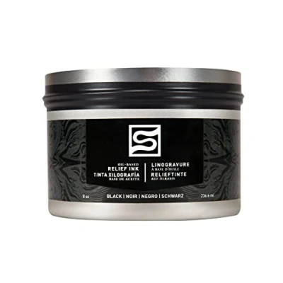 Imagen de Speedball Tinta de impresión bloque alivio aceite 8 onzas, negro, herramientas pintura, accesorios para kit impresión, en relieve, bloques