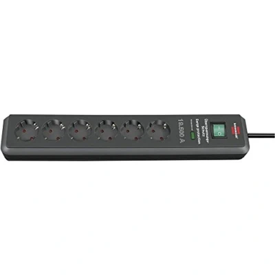 Imagen de Brennenstuhl Regleta contra subidas de tensión Secure Tec 19.500A 6 tomas antracita 2m H05VV F 3G1,5