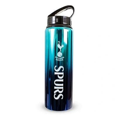 Imagen de Hy Pro Botella UV de aluminio con licencia oficial del Tottenham F.C 750 ml, pajita plegable integrada, acabado neocromático, a prueba fugas, ligera, sin BPA, espuelas, color azul