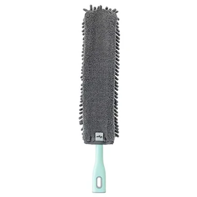 Imagen de Vigar Plumero Largo de Microfibra Con Cabezal Flexible 7 x 3 52 cm Colección Rengo Desmontable Perfil Extra Plano Color Gris y Turquesa