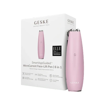 Imagen de GESKE SmartAppGuided™ MicroCurrent Face Lift Pen 6 en 1 Herramientas para cuidado de la Piel Dispositivo antienvejecimiento Lifting facial joven sin arrugas cara