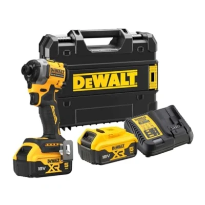 Imagen de DeWalt Atornillador Impacto compacto sin escobillas XR 18V 1/4&quot; 205Nm con 2 baterías Li Ion 5Ah y maletín TSTAK, Multicolor