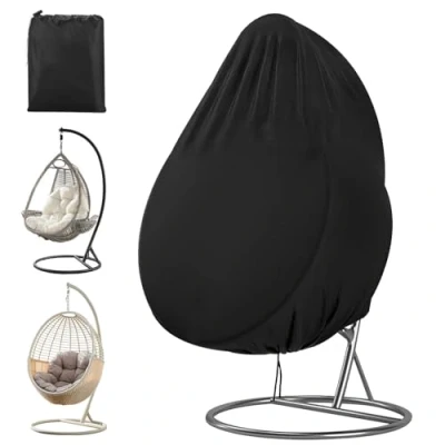 Imagen de Zhufas Funda para Silla Colgante Impermeable,210D Oxford Tela Cubierta con Cremallera y Cordón, Impermeable Anti Viento UV Chair Cover Egg Jardin Exterior Balcon, 190 x 115cm