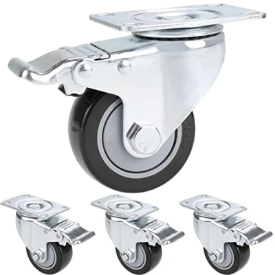 Imagen de Set de 4 Ruedas Giratorias con Freno, 75mm Diámetro Industriales para Muebles, Capacidad carga máxima 1200 lbs (Rojo) (Negro y plata)