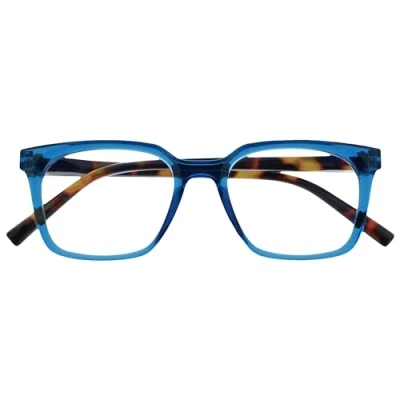 Imagen de OPULIZE KOI Gafas de Lectura Elegante Marco Rectangular Ancho Visión Óptima Azul Hombre Mujer Bisagras Muelle R50 3 +1.50