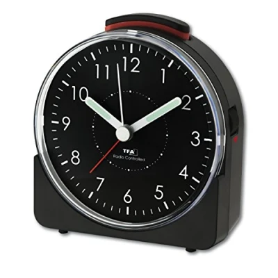 Imagen de TFA Dostmann Sunrise 60.1513.01 Despertador analógico con Radio y función de repetición, Color Negro, L 102 x B 46 H 110 mm