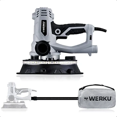 Imagen de Werku WK403250, Lijadora Circular Paredes, Calidad Profesional, Potencia 1200 W, Disco 225 mm, Sistema Luz LED Visión, Incluye Lijado y Manguera Aspiración