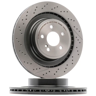 Imagen de BREMBO 09.A822.11 Disco de freno 360 26 5 ranurado/perforado, ventilación interna revestido altamente carbonizado con tornillos PRIME LINE UV Coated