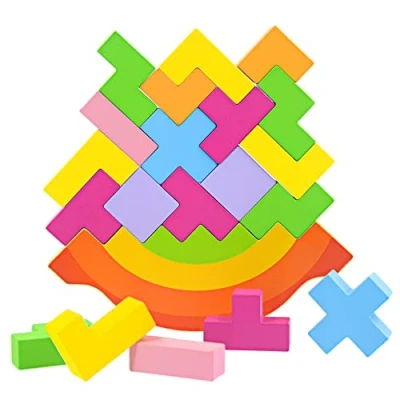 Imagen de SIENIANLINE Juguetes de Equilibrio Madera niños Bloques construcción educativos Montessori Regalos cumpleaños Navidad y Pascua