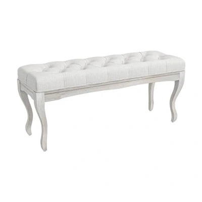 Imagen de HOMCOM Taburete Pie de Cama Banco para con Pies Madera y Asiento Acolchado Carga 120 kg Banqueta Dormitorio Entrada Pasillo 110x37x49 cm Crema