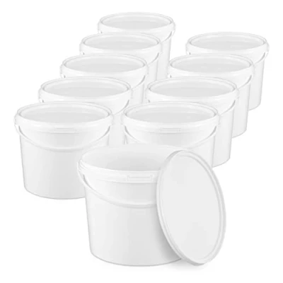 Imagen de BenBow Cubo con Tapa 3l Blanco 20x 3 litros Seguro para los Alimentos, Estable, hermético, a Prueba de Fugas, Inodoro plástico asa vacío