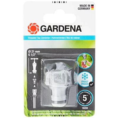 Imagen de Gardena conexión para grifos con rosca, a prueba de agua, fácil manejo, Gris, 21 mm (G 1/2&quot;)