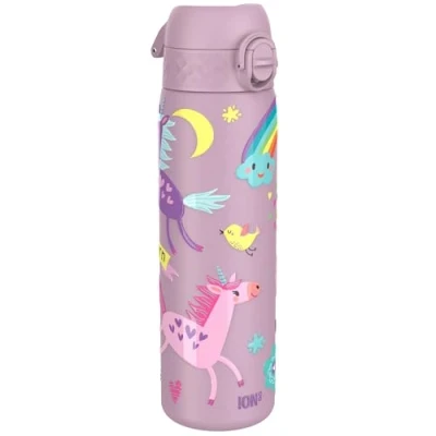 Imagen de ion8 Botella Agua Acero Inoxidable Termica, 500ml, a Prueba de Fugas, Fácil Abrir, Cerradura Segura, Aptas para Lavavajillas, Adapta Portavasos, Asa Transporte, Diseño Unicornio
