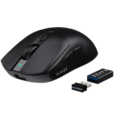 Imagen de ATTACK SHARK AJAZZ AJ139PRO Ratón inalámbrico para Juegos 4K, Ultraligero (65g), Sensor PAW3395, 26000 dpi, 4KHz, 2,4 GHz/USB C con Cable, 6 Botones de Programa, batería 700 h, PC/Mac Negro