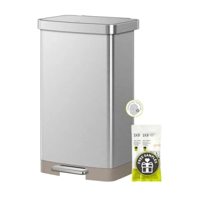 Imagen de EKO Hudson Cubo de basura acero inoxidable mate 75 litros/19.8 galones con compartimento trasero almacenamiento para bolsa
