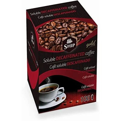 Imagen de SHIP Café Soluble Descafeinado 100 Sobres 250 gramos Natural Sabor Intenso en un Momento Exento de Alérgenos Colombia 100% Arábico Sin Aditivos Molido.