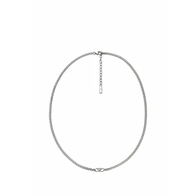 Imagen de Emporio Armani Collar de acero inoxidable plateado para hombre, EGS3246040