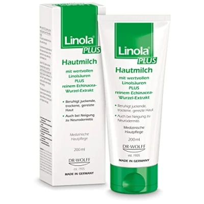 Imagen de Linola Leche para la piel, 1 x 200 ml, cuidado intensivo pieles secas y propensas a neurodermatitis atópica.