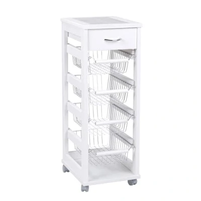 Imagen de LIBEROSHOPPING.EU La casa en un Clic Carro para Ahorrar Espacio frutero y cajones Lacado Blanco