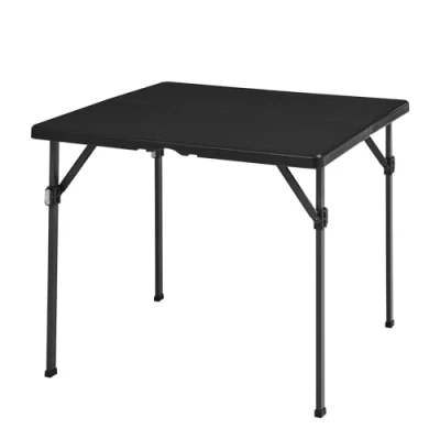 Imagen de Amazon Basics Mesa plegable portátil de 86 cm para cartas con asa transporte, color negro