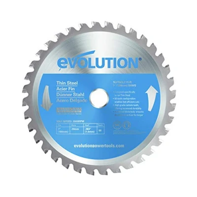 Imagen de Evolution T180TCT 68CS hoja de sierra 180 mm para acero fino: la metal con punta carburo no genera calor, rebabas ni chispas