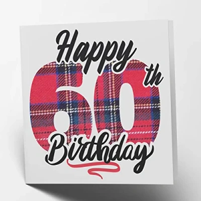 Imagen de Maturi Tarjeta de felicitación 60 cumpleaños, diseño tartán en blanco el interior