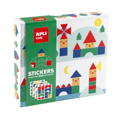 Imagen de APLI Kids 19432 Juego de gomets geométricos Distintas Formas en Caja cartón Modelo Pueblos Pegatinas para completar Las Ilustraciones