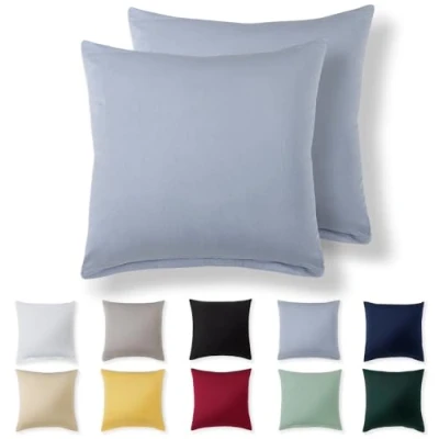 Imagen de Alreya Juego de 2 Fundas Almohada 100% Algodón Jersey 40 x cm Azul Claro Funda Cojín para Cama 40x40 Cojínes sofá hipoalergénica