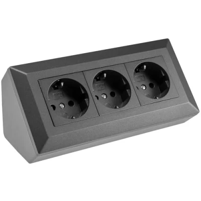 Imagen de Caja de enchufes triple, antracita, máximo 16 A/3600 W, montaje en superficie