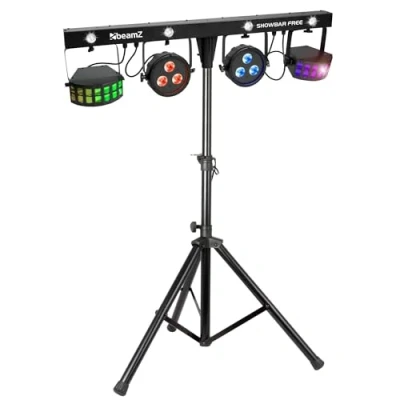 Imagen de BeamZ Showbar FREE Light Show. Pack de iluminación. Incluye Trípode (2.5 Metros) y Bolsa. Espectáculo luz Plug and Play completo, ideal DJs, fiestas, eventos.