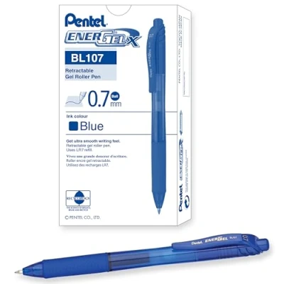 Imagen de Pentel Energel X BL107 Retráctil Líquido Gel Bolígrafo 0.7mm 84% Recicladas Azul Caja de 12