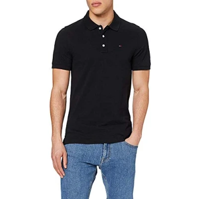 Imagen de Tommy Jeans Piqué P Camiseta Polo con Cierre de 3 Botones, Negro (Tommy Black), XS para Hombre