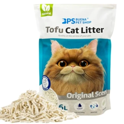 Imagen de BPS Arena Aglomerante para Gatos de Tofu sin Polvo Fácil Aglomerar Controla los Olores se Lanza en el Inodoro (1Pcs, Original) 15454