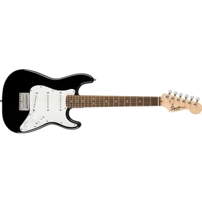 Imagen de Squier by Fender Mini Stratocaster, Guitarra Eléctrica, Diapasón de Laurel, Negro, Incluye cursos virtuales gratuitos en Play
