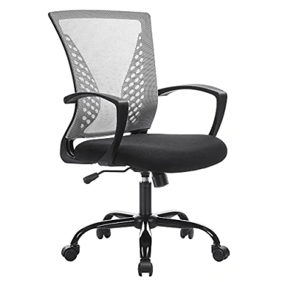 Imagen de SONGMICS Silla de Malla, Oficina giratoria, Altura Ajustable, Función inclinación, Respaldo y Asiento Malla Transpirable, para Estudio, Oficina, Carga 120 kg, Gris OBN022G01